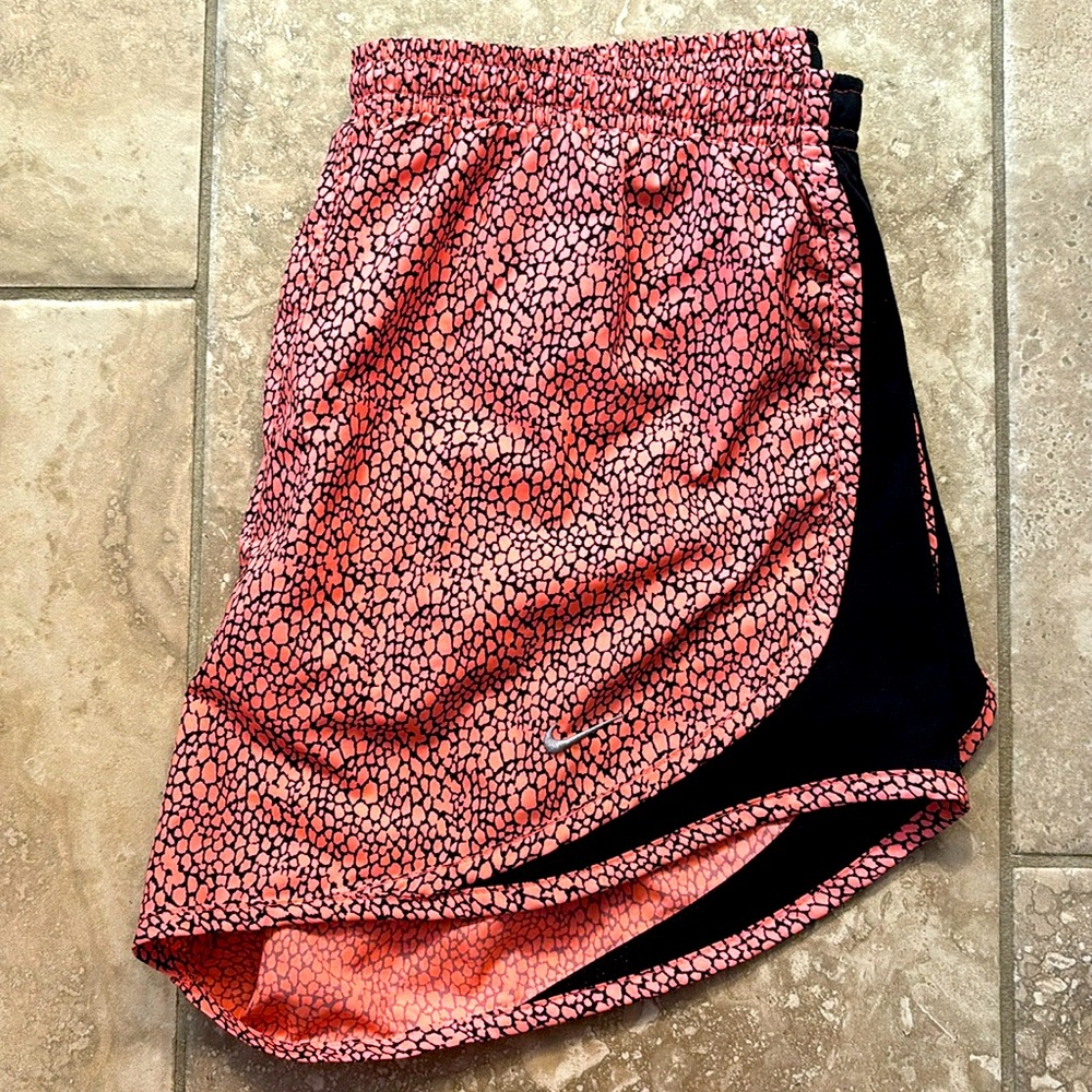 Nike Women’s Dri-Fit Running short. Pink Snakeskin pattern.
